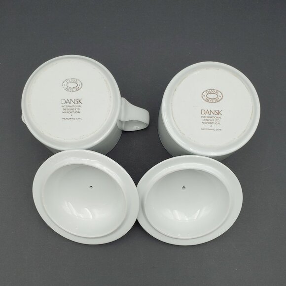 Dansk Bistro Christianshavn Blue Creamer & Sugar Bowl with Lids - Picture 4 of 7